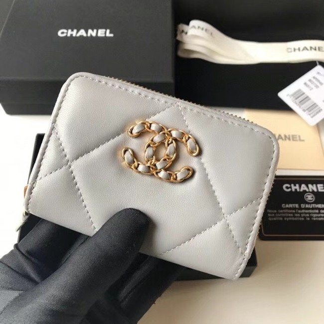 Chanel 19 Zip Card bag AP0949 grey