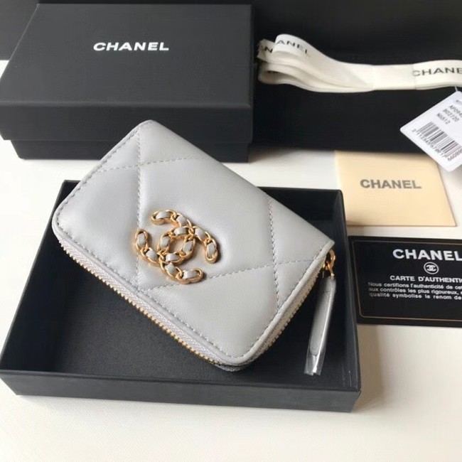 Chanel 19 Zip Card bag AP0949 grey