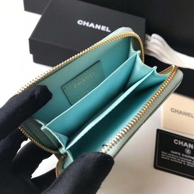 Chanel 19 Zip Card bag AP0949 light blue