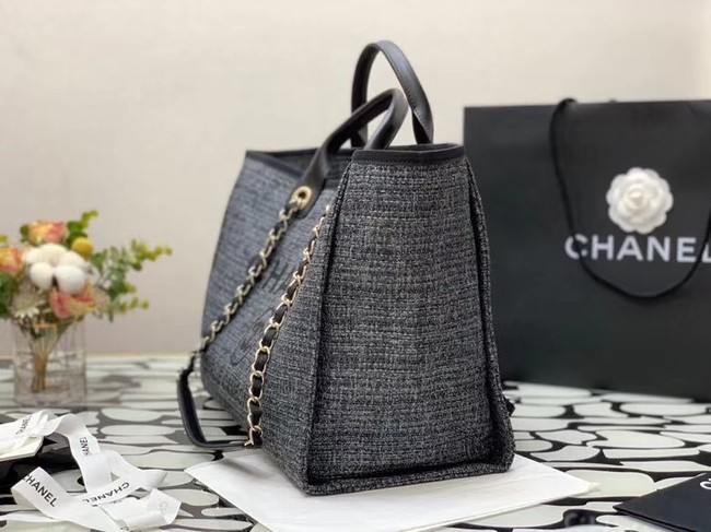 Chanel Canvas Tote Shopping Bag B66941 black