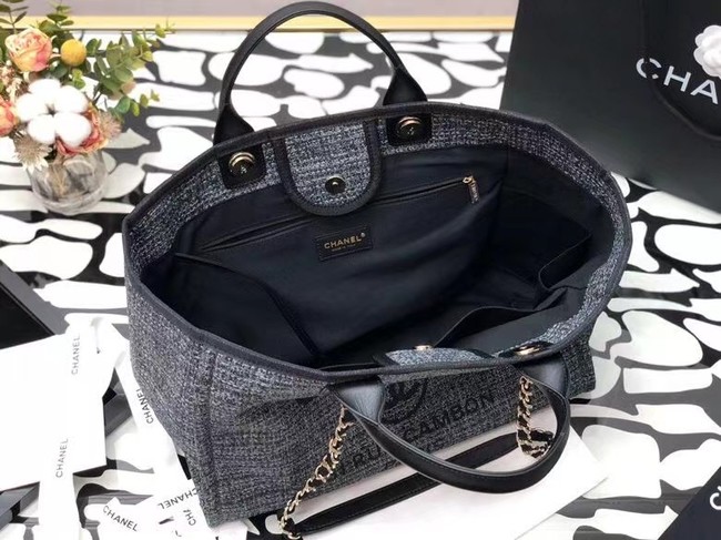 Chanel Canvas Tote Shopping Bag B66941 black