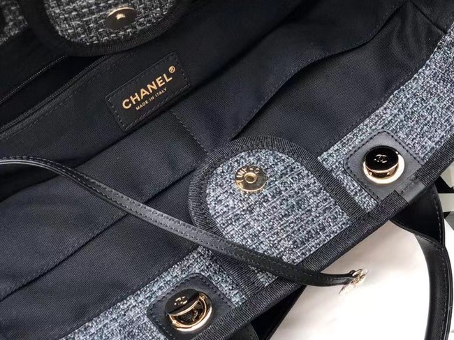 Chanel Canvas Tote Shopping Bag B66941 black