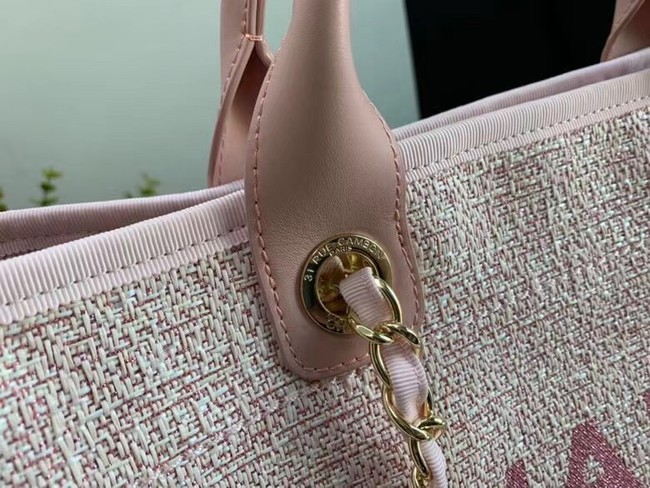 Chanel Canvas Tote Shopping Bag B66941 pink