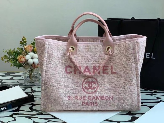 Chanel Canvas Tote Shopping Bag B66941 pink