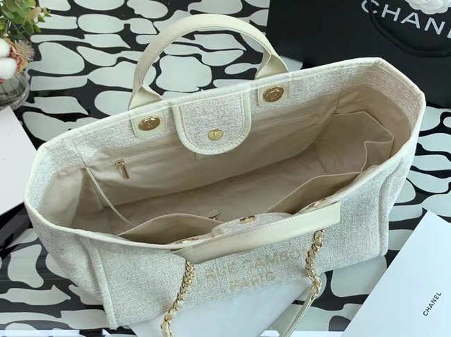 Chanel Canvas Tote Shopping Bag B66941 white