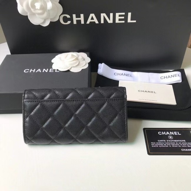 Chanel Calfskin Leather & Gold-Tone Metal Wallet AP2036 black