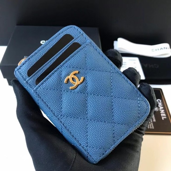 Chanel card holder Calfskin AP1650 blue