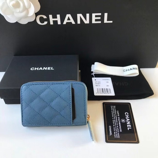 Chanel card holder Calfskin AP1650 blue