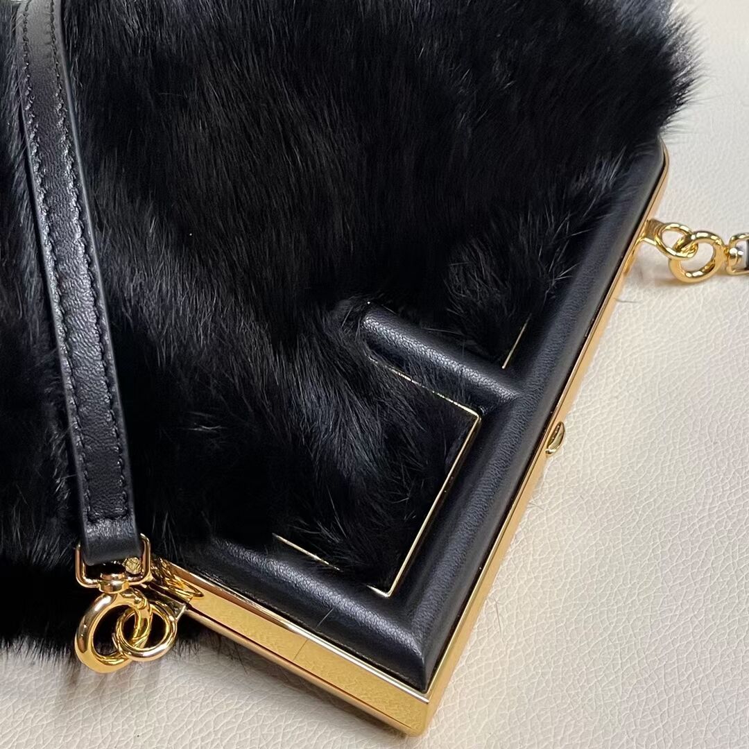 FENDI FIRST SMALL mink bag 8BP129A black