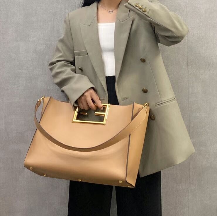 FENDI WAY MEDIUM Beige leather bag 8BH391AAI