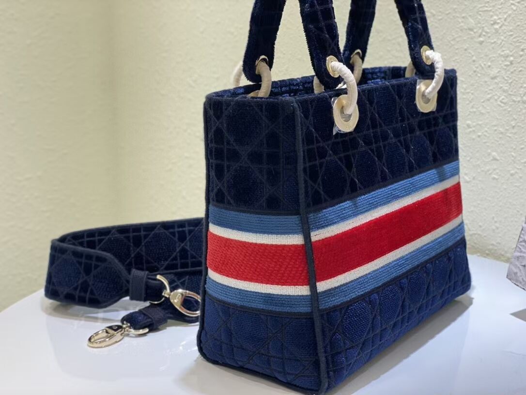 DIOR BOOK TOTE Velvet  M2030 Dark Blue