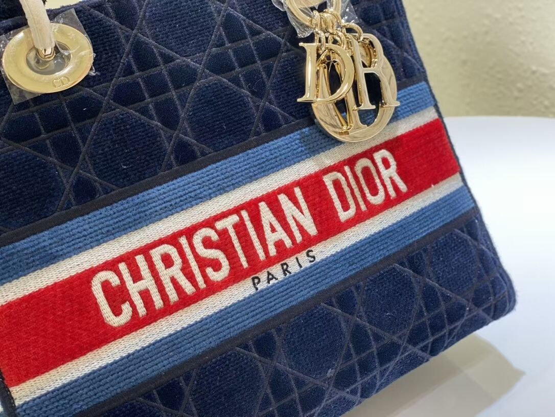 DIOR BOOK TOTE Velvet  M2030 Dark Blue