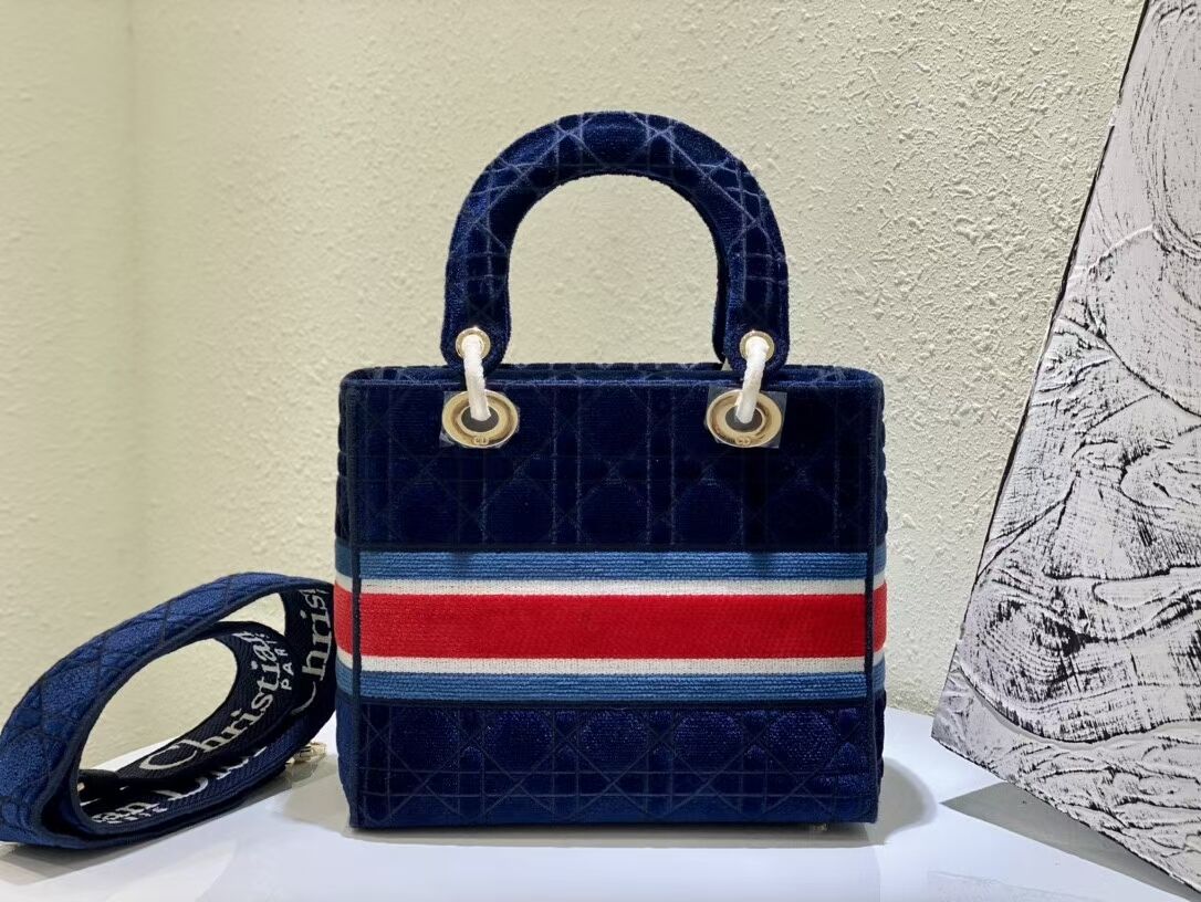 DIOR BOOK TOTE Velvet  M2030 Dark Blue