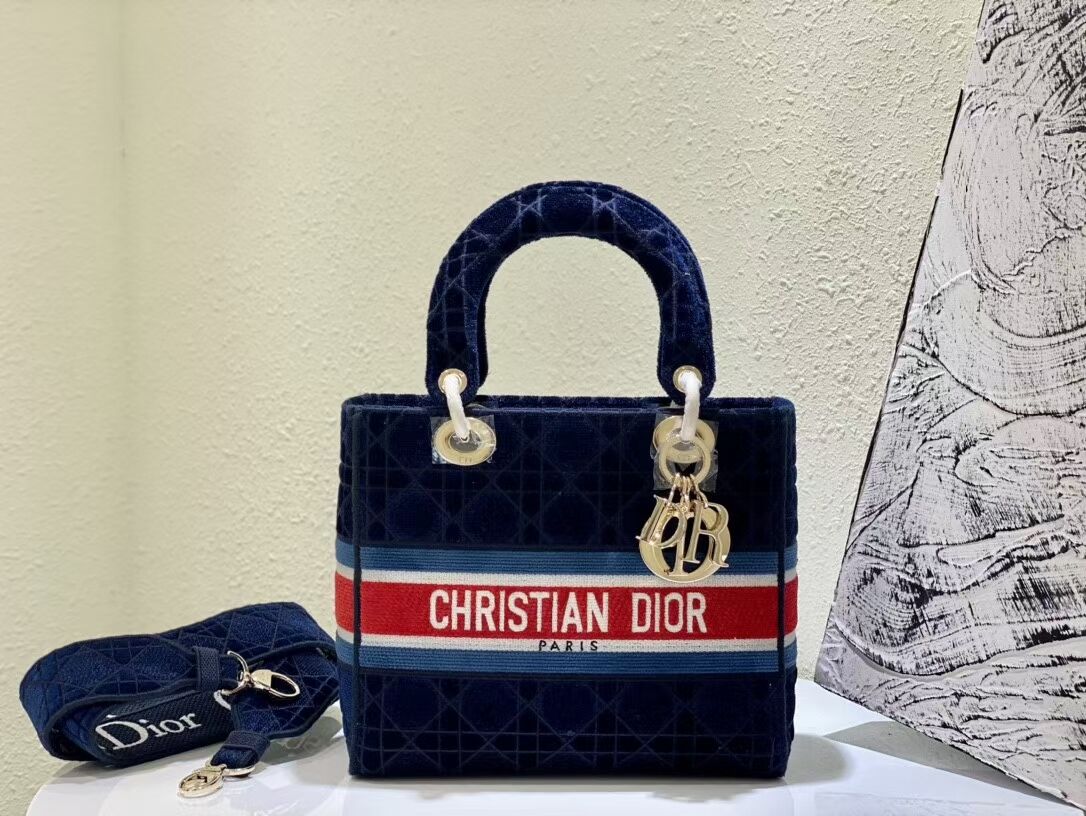 DIOR BOOK TOTE Velvet  M2030 Dark Blue