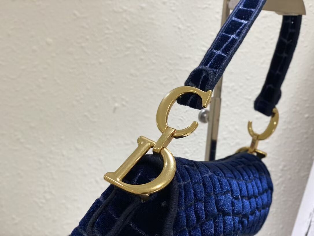 DIOR SADDLE BAG Velvet C2551 Dark Blue