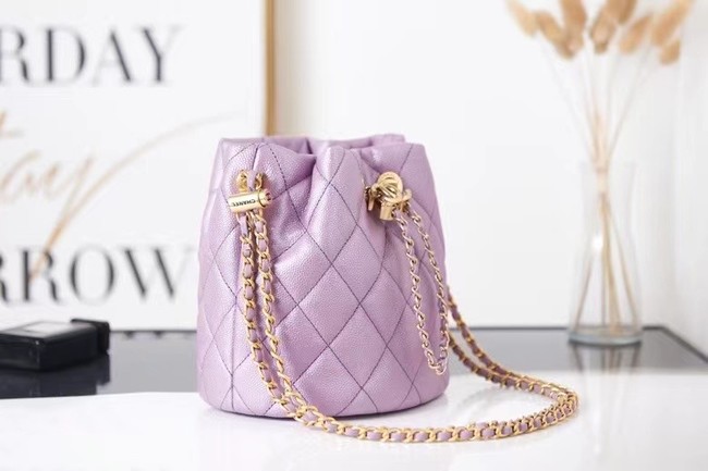 Chanel Drawstring Bag Grained Calfskin & Gold Metal AS2859 Lavender