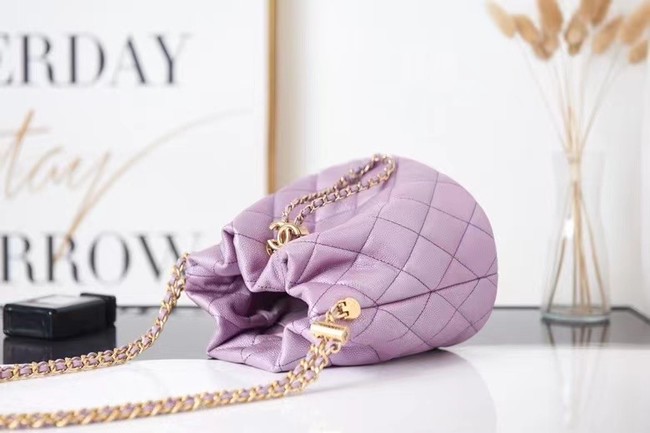 Chanel Drawstring Bag Grained Calfskin & Gold Metal AS2859 Lavender