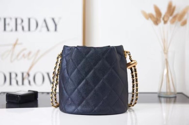 Chanel Drawstring Bag Grained Calfskin & Gold Metal AS2859 black