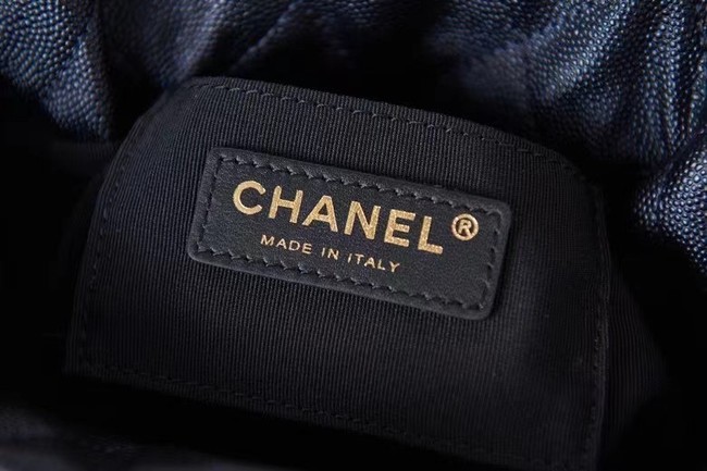 Chanel Drawstring Bag Grained Calfskin & Gold Metal AS2859 black