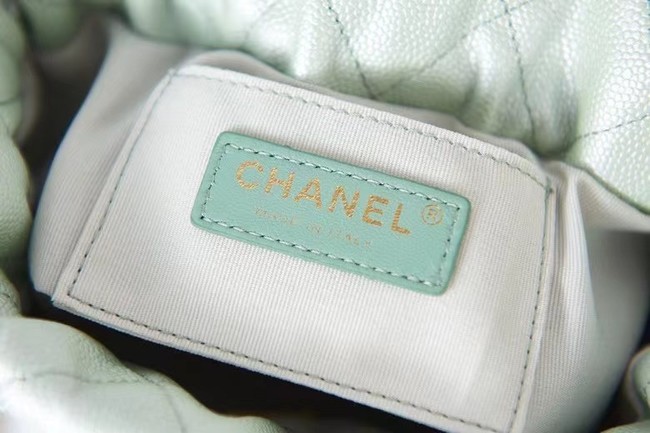 Chanel Drawstring Bag Grained Calfskin & Gold Metal AS2859 light green