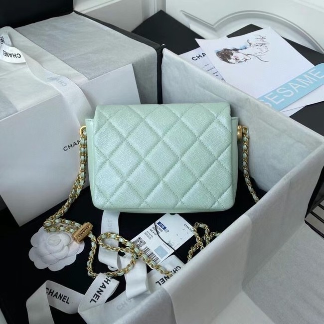 Chanel Flap Shoulder Bag Grained Calfskin AS2855 pearl light green