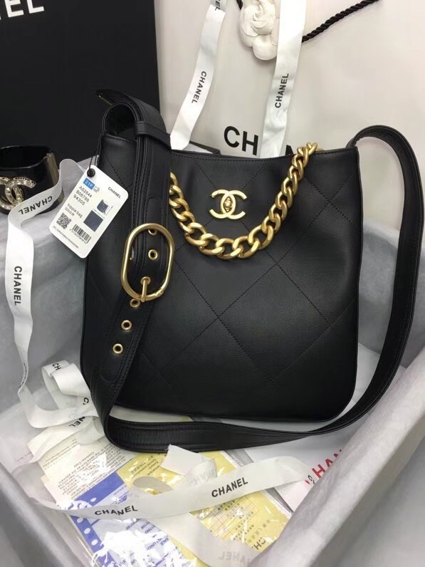 Chanel leather Shoulder Bag AS2844 black