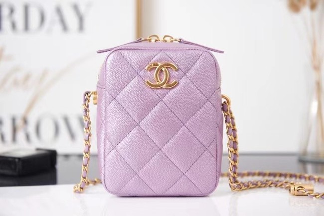 Chanel mini Shoulder Bag Grained Calfskin AS2857 Lavender