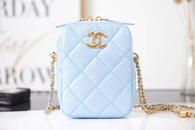 Chanel mini Shoulder Bag Grained Calfskin AS2857 light blue