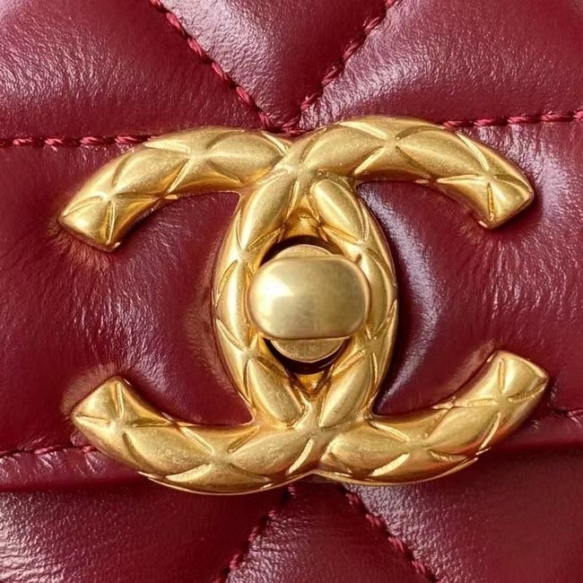 Chanel small Flap Shoulder Bag Original leather AS2714 Wine