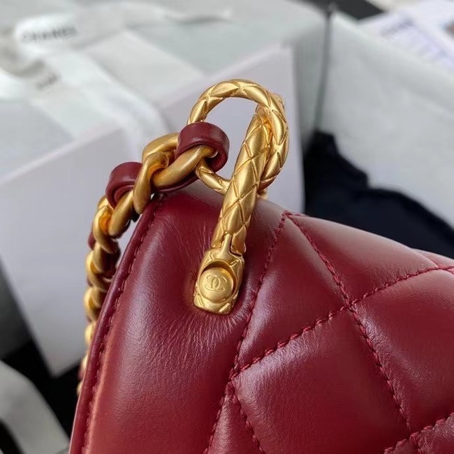 Chanel small Flap Shoulder Bag Original leather AS2714 Wine