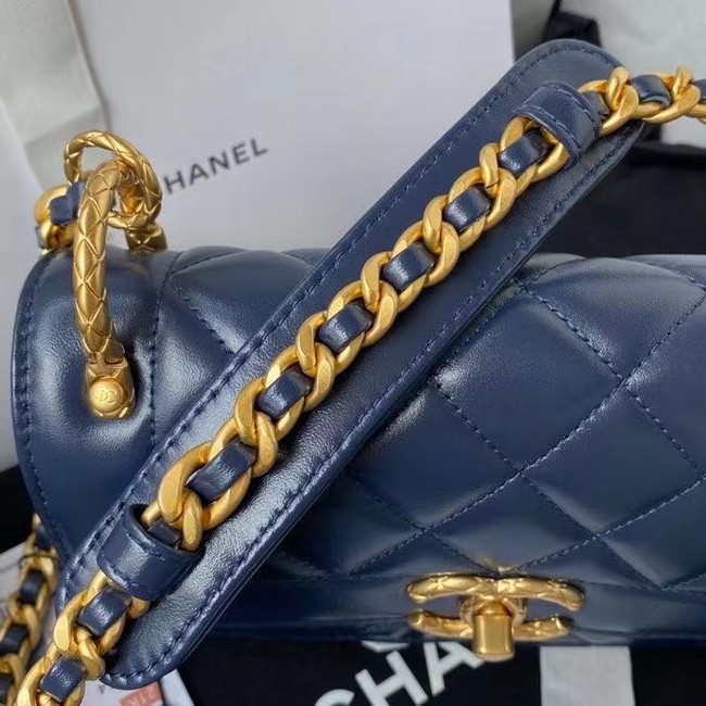 Chanel small Flap Shoulder Bag Original leather AS2714 blue