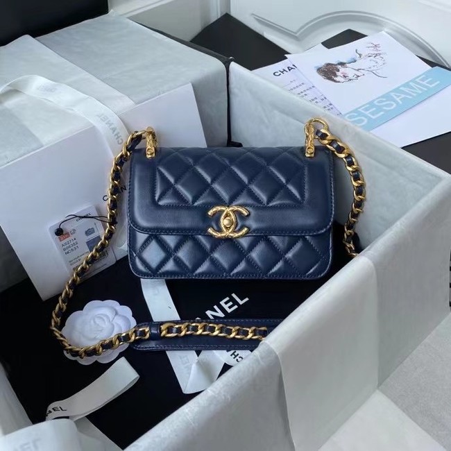 Chanel small Flap Shoulder Bag Original leather AS2714 blue