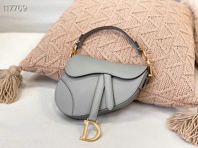 Dior SMALL SADDLE-TAS VAN KALFSLEER M0445CW GREY