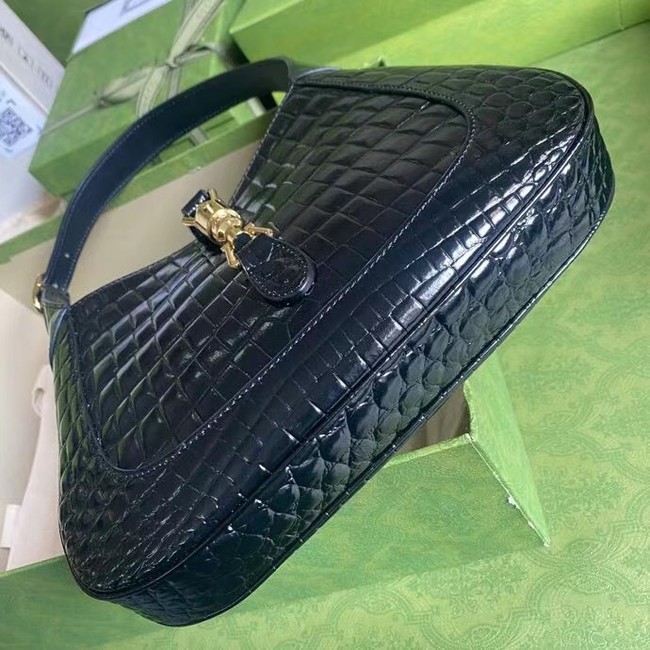 Gucci Jackie 1961 crocodile small shoulder bag 636709 black