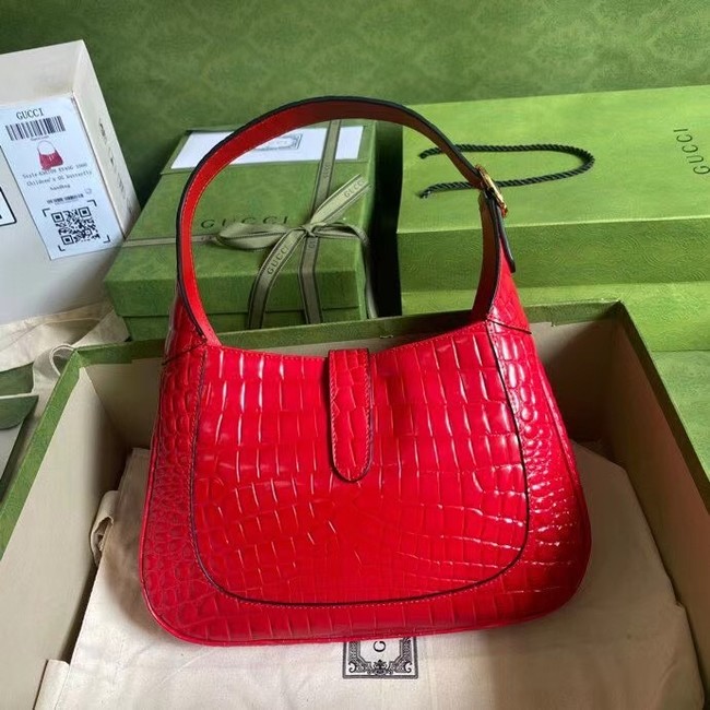 Gucci Jackie 1961 crocodile small shoulder bag 636709 red