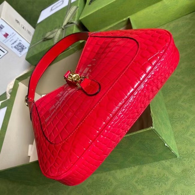 Gucci Jackie 1961 crocodile small shoulder bag 636709 red