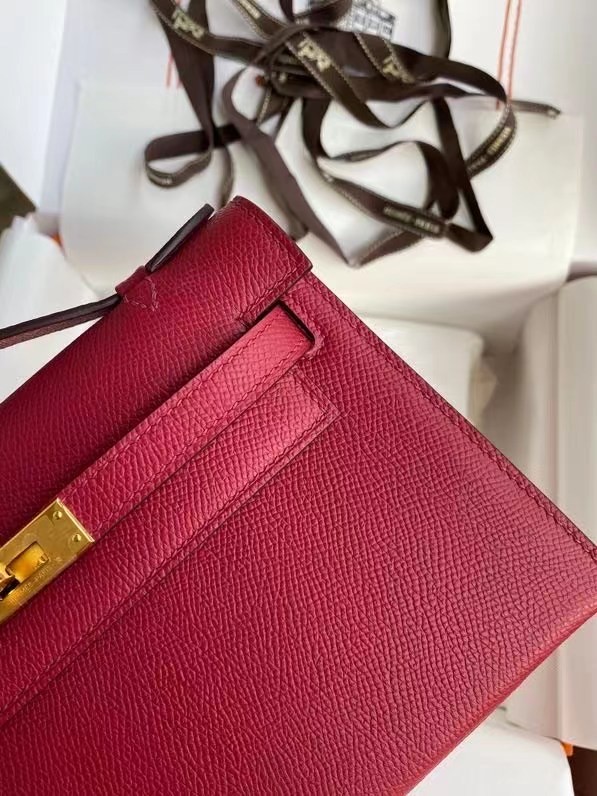 Hermes Original Epsom Leather KEL2278 purplish&gold-Tone Metal