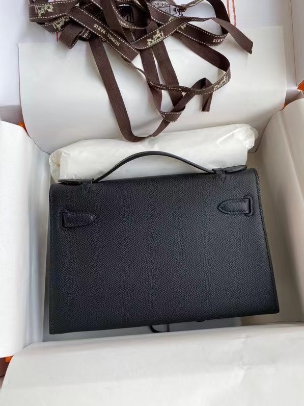 Hermes Original Epsom Leather KEL2278 black&gold-Tone Metal