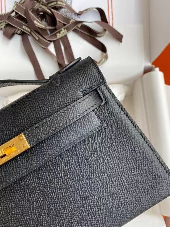 Hermes Original Epsom Leather KEL2278 black&gold-Tone Metal