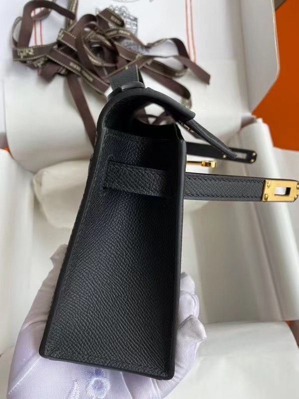 Hermes Original Epsom Leather KEL2278 black&gold-Tone Metal