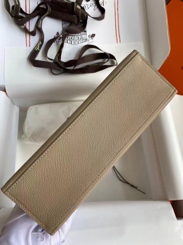 Hermes Original Epsom Leather KEL2278 grey&Silver-Tone Metal