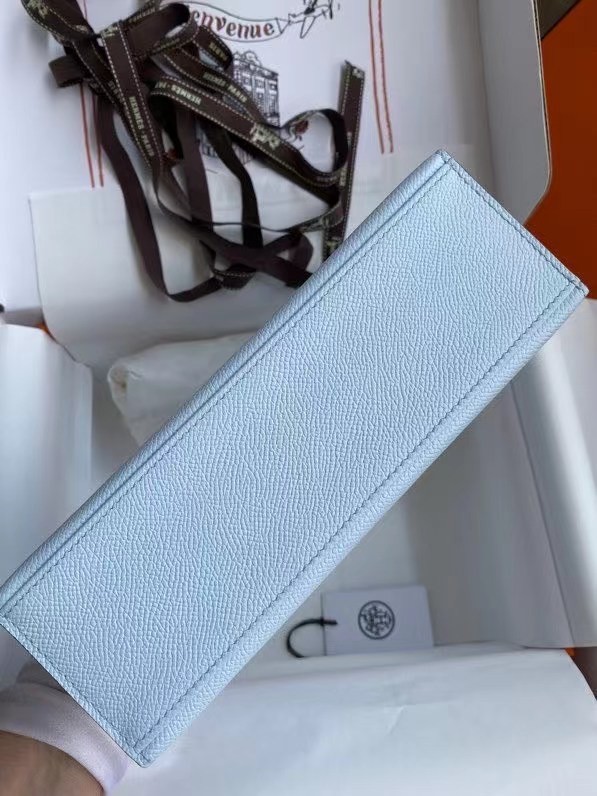 Hermes Original Epsom Leather KEL2278 sky blue&Silver-Tone Metal