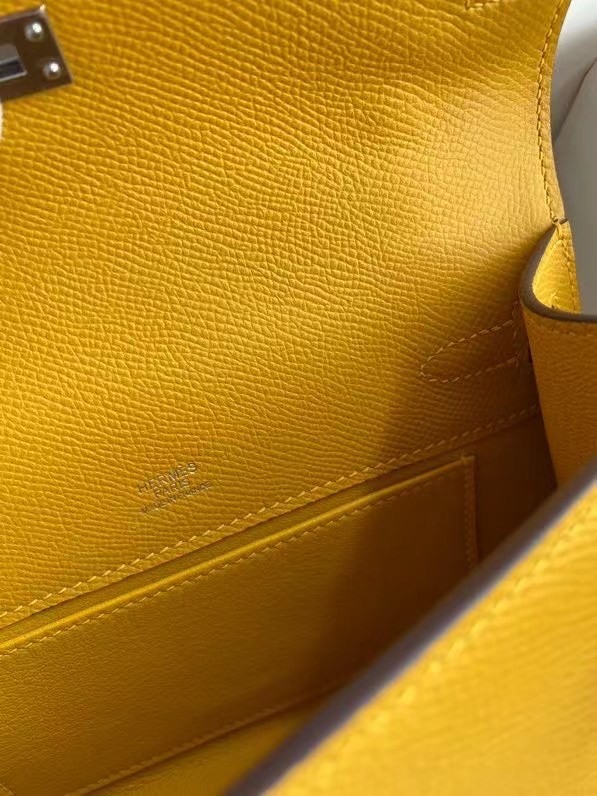 Hermes Original Epsom Leather KEL2278 yellow&Silver-Tone Metal