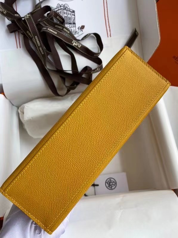 Hermes Original Epsom Leather KEL2278 yellow&Silver-Tone Metal