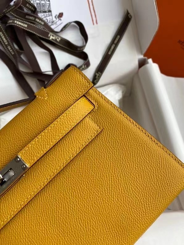 Hermes Original Epsom Leather KEL2278 yellow&Silver-Tone Metal