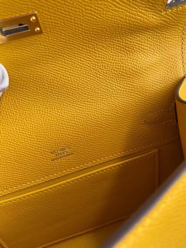 Hermes Original Epsom Leather KEL2278 yellow&gold-Tone Metal