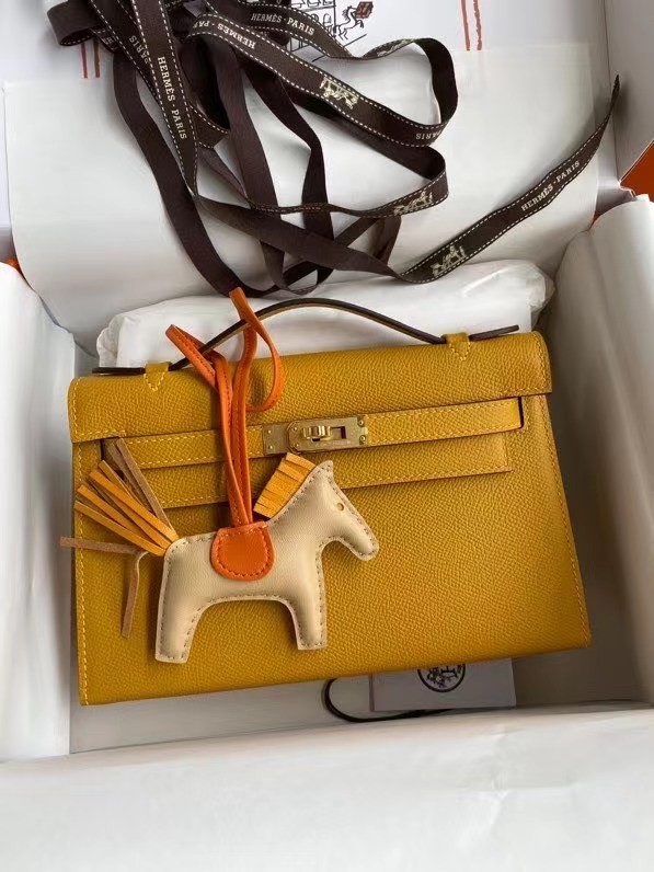 Hermes Original Epsom Leather KEL2278 yellow&gold-Tone Metal