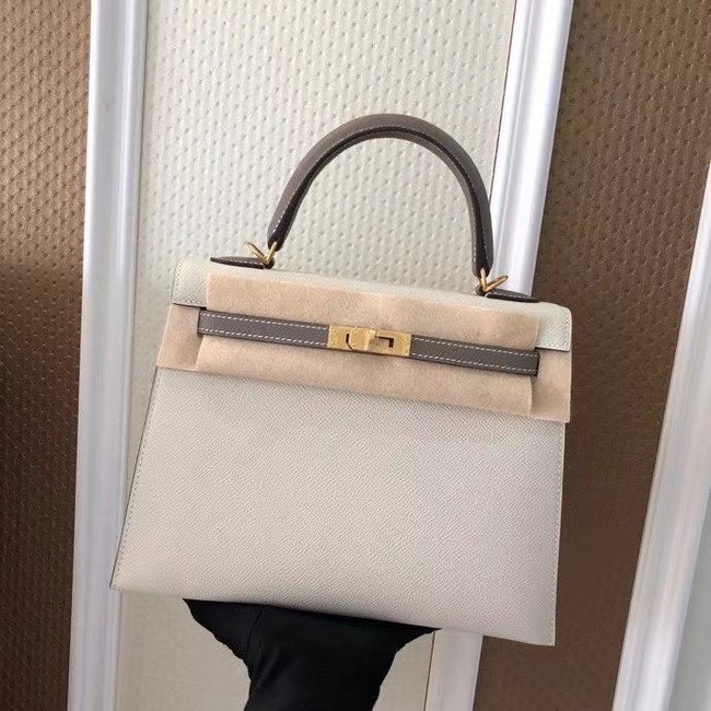 Hermes Original Epsom Leather KEL2578 white&grey