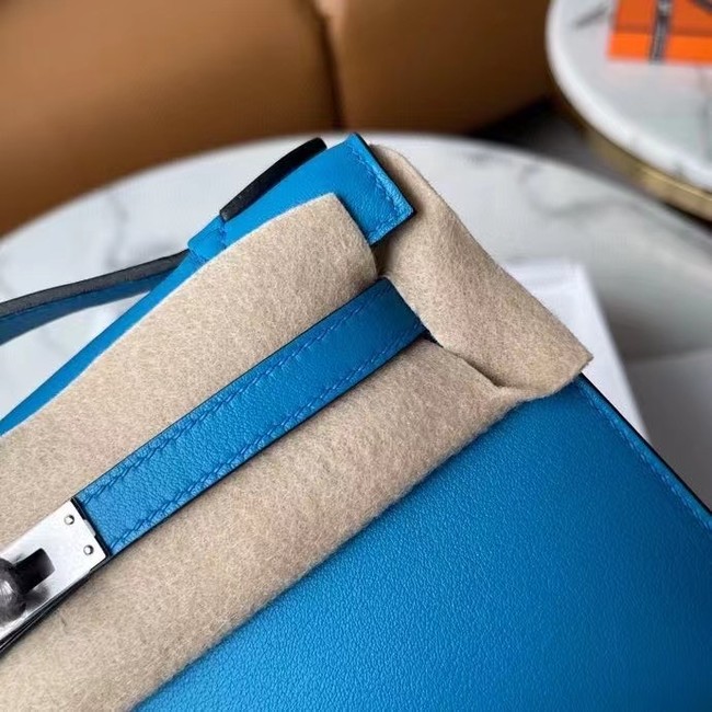 Hermes Original swift Leather KEL2278 blue&Silver-Tone Metal