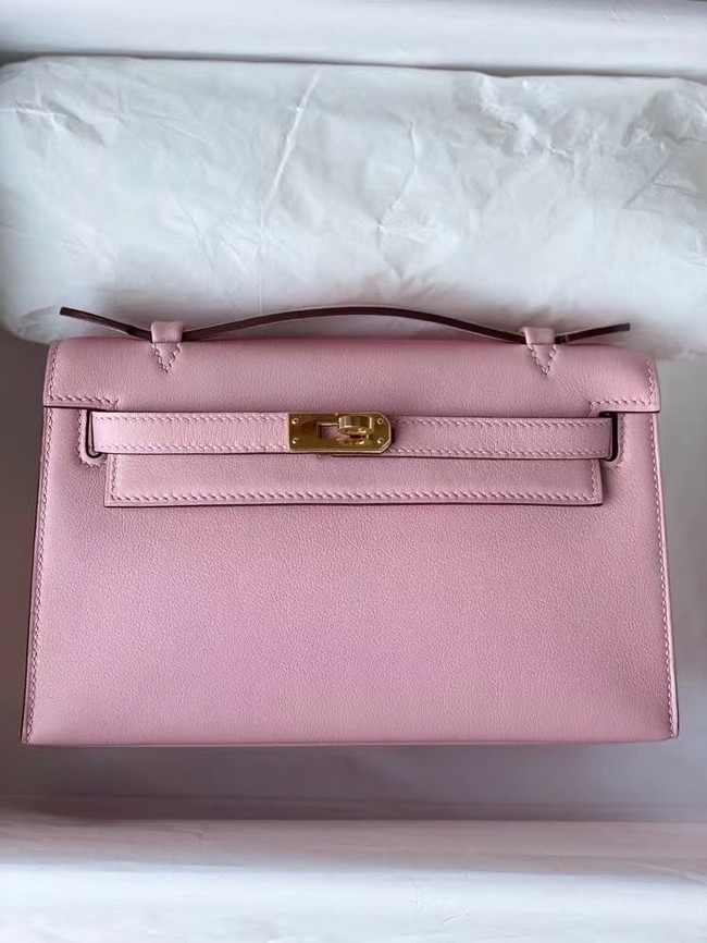 Hermes Original swift Leather KEL2278 pink&gold-Tone Metal